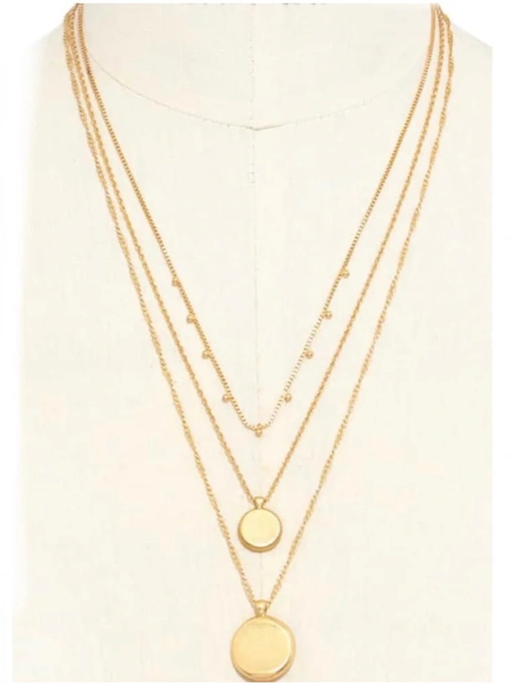 Madewell Gold Coin 3 Layered Pendant Necklace - Picture 3 of 4